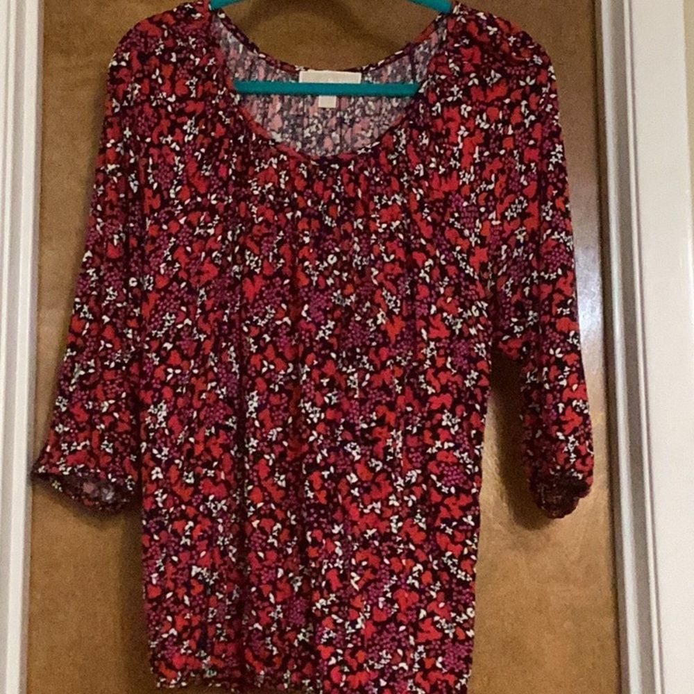 Michael Michael Kors Floral 3/4 sleeve top 1X